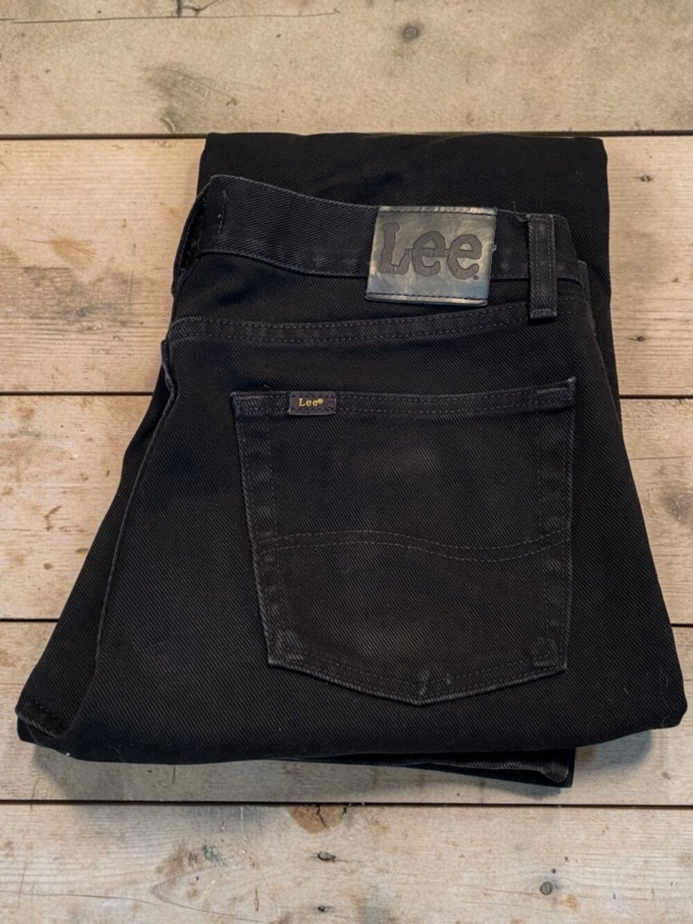 Lee Black Denim Jeans Straight Leg Mens Tag Size 33X29